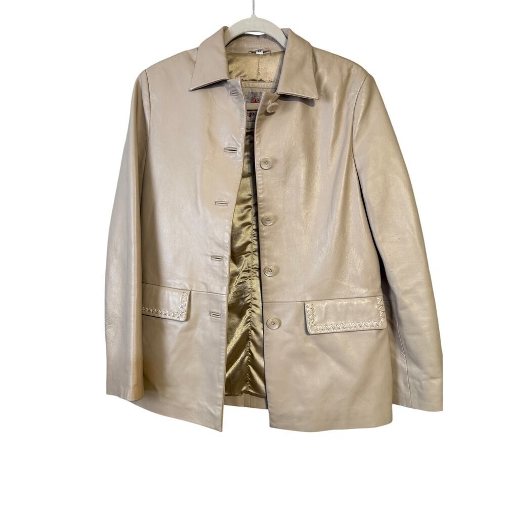 Vintage Women's Borgo Antico Made in Italy Tan Leather Jacket Size 42